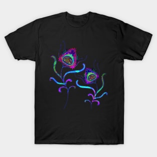 Two little peacock heart flowers growing in a field. T-Shirt